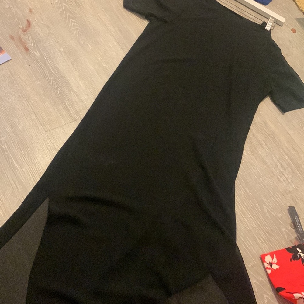 ZARA Full Length Black SHEER T shirt dress/pool coverup ;s. 8 (sm/med)